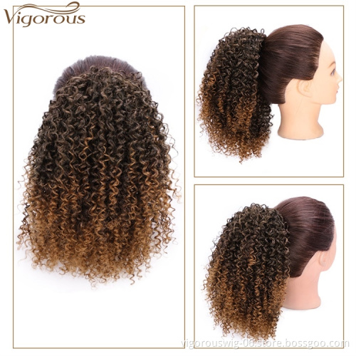 Wholesale Synthetic Short Drawstring Ponytail Messy Hairpieces Afro Kinky Curly Hair Extensions For Black White Women
